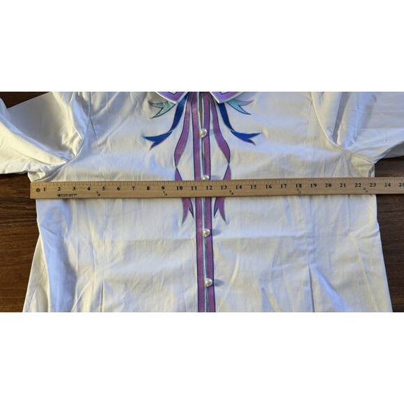 Vintage Bob Mackie Wearable Art 3/4 Sleeve White Ribbon Collared Jacket Size XL - Picture 3 of 7